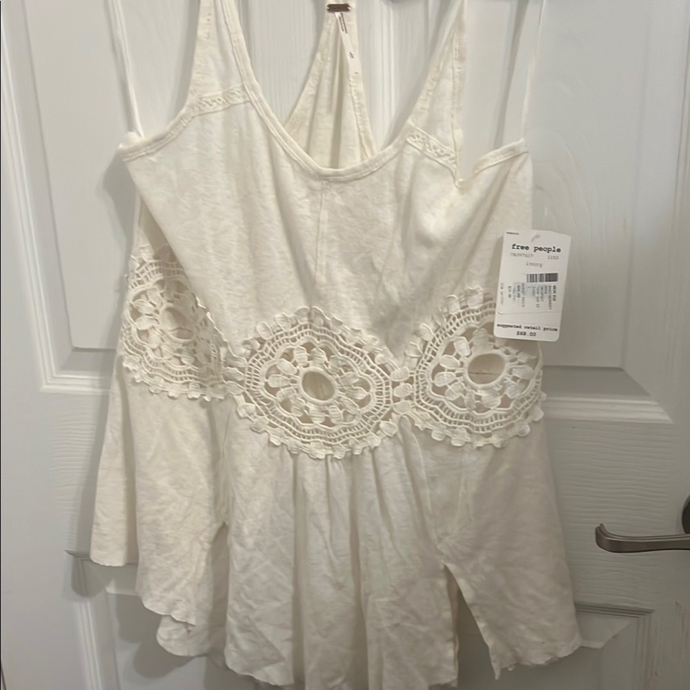 Free People Cream Lace Detail Tank
